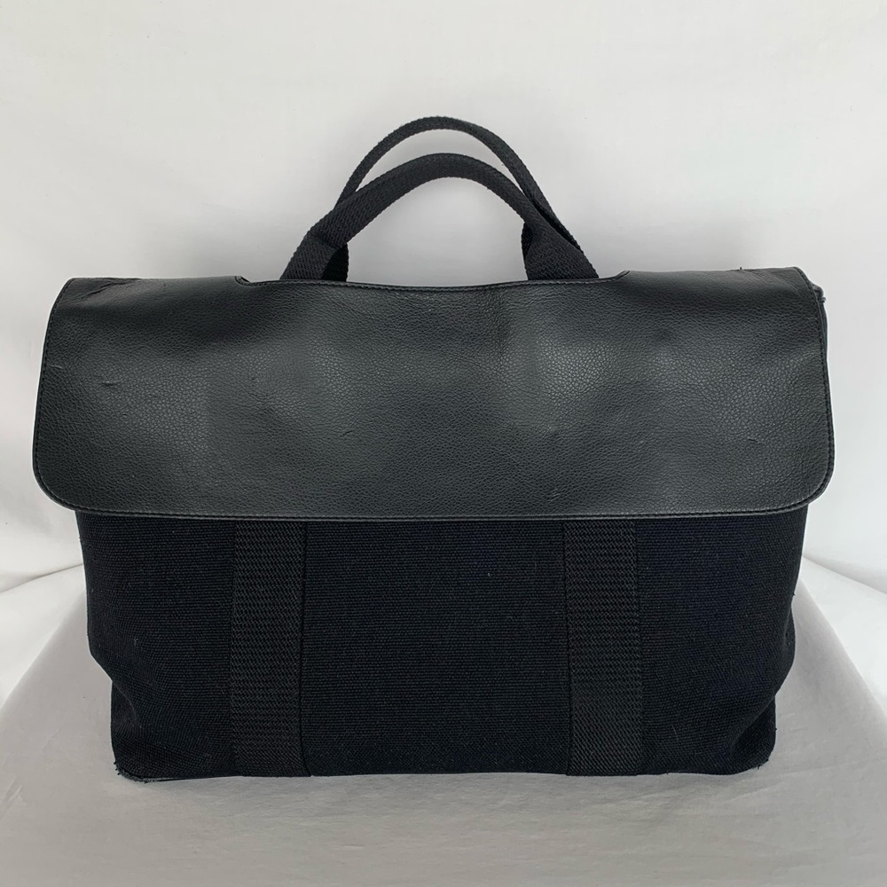 Black canvas and leather tote